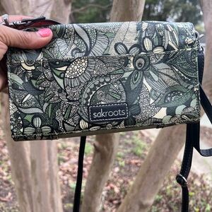 Sakroots Green Floral Crossbody Bag